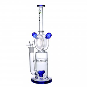 Clover Glass - 15" Clock Shape Shower Perc Water Pipe [WPB-40]